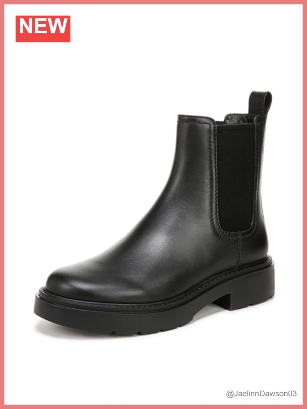 Vince Pinecrest Leather Ankle Bootie Chelsea Combat Lug Sole Heeled Slip-On